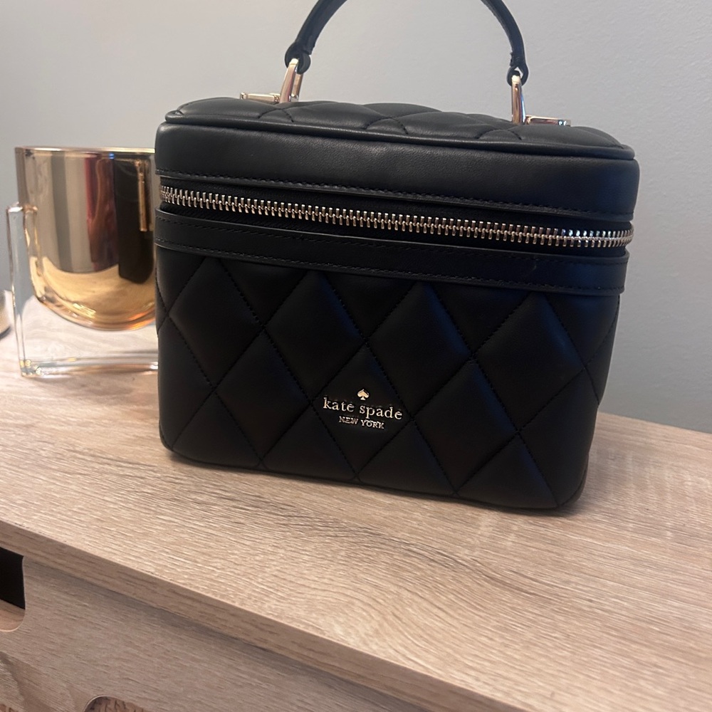 kate spade Black Quilted Vanity Case with Top Handle